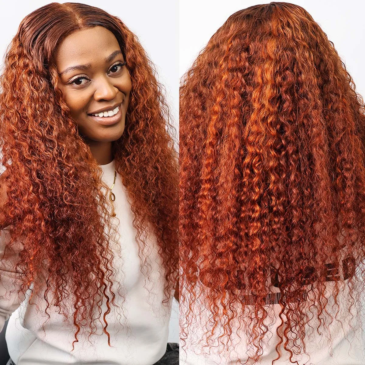 Wig Rambut Asli Manusia Highlight Water Wave 4/350 13x6 HD Lace Frontal Wig 200% Ombre Ginger Warna Wig Keriting Dalam 13x4 Lace Front Hair