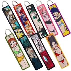 Japanese Anime Cool Key Chain for Motorcycles and Cars Backpack Anime Key Tag Embroidery Key Fobs Keyring Fashion Chaveiro