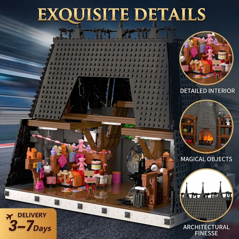 Klemmbausteine Film-Vampirhaus-Bausteine-Set, Modulares Architekturmodell für Filmstadt, Desktop-Dekoration, Sammlerstück, Kreatives Spielzeug, Geschenke für Erwachsene ﻿