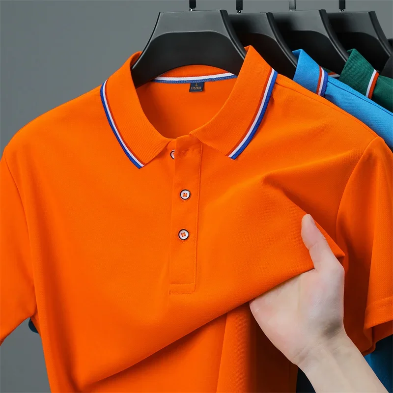 Men's Business Polos Solid Color Short Sleeve Polo Shirts 2026 New Summer Fashionable and Comfortable Versatile Smart Casual Top