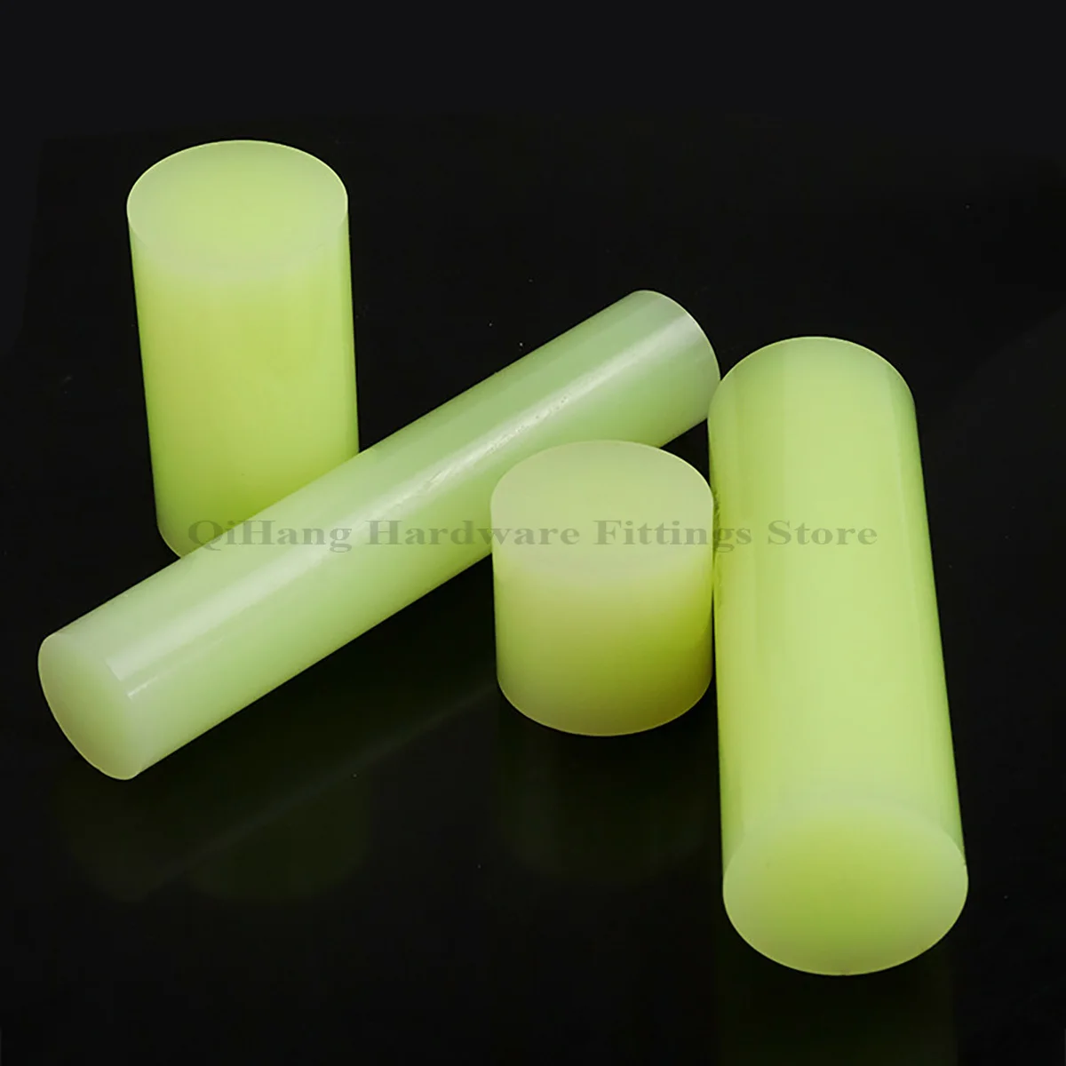 90A Black & Pale Green PU Solid Rod, High Hardness Elastic Bar, Oil & Wear Resistant Urethane for Industrial Use  Dia 3-60mm