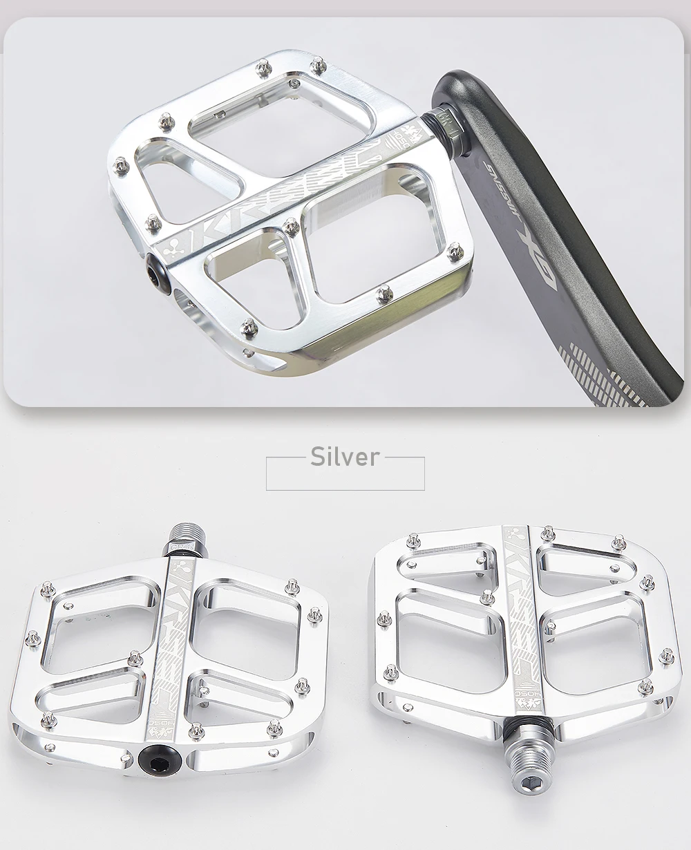 KRSEC MTB Fahrradpedale aus Aluminiumlegierung, breite flache XC DH Fahrradpedale, ultraleichte Fahrradpedale, BMX-Teile – Detail 12