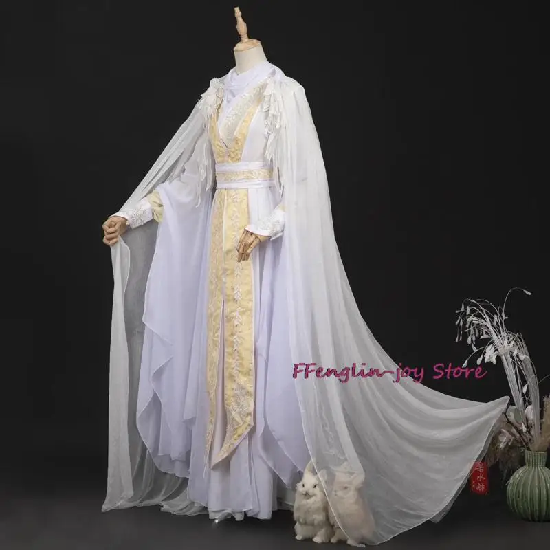 Heaven Official's Blessing Xie Lian Cosplay Costume Wigs Bamboo Hat Prop White HanFu Outfit Halloween Cloth Tian Guan Ci Fu Hat