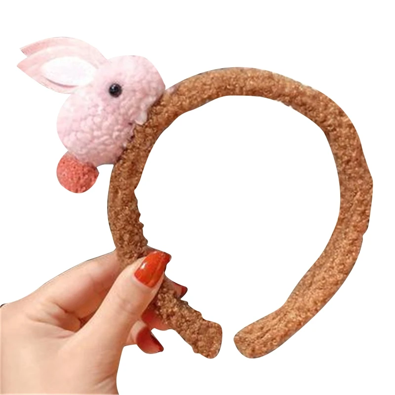 Plush Bunny Headband Cute Rabbit Decors Hairhoop for Daily Wearing Costume Cosplays Party Women Girls Hair Accessories