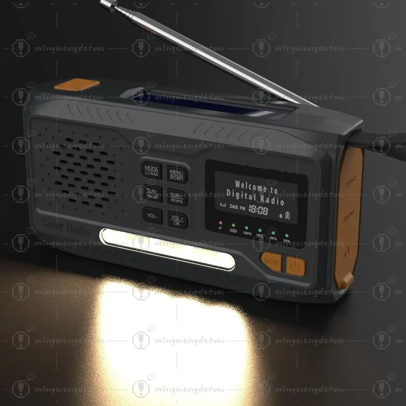 Outdoor DAB Radio, Solar Hand Crank Bluetooth Speaker with LED Flashlight, Portable Radio