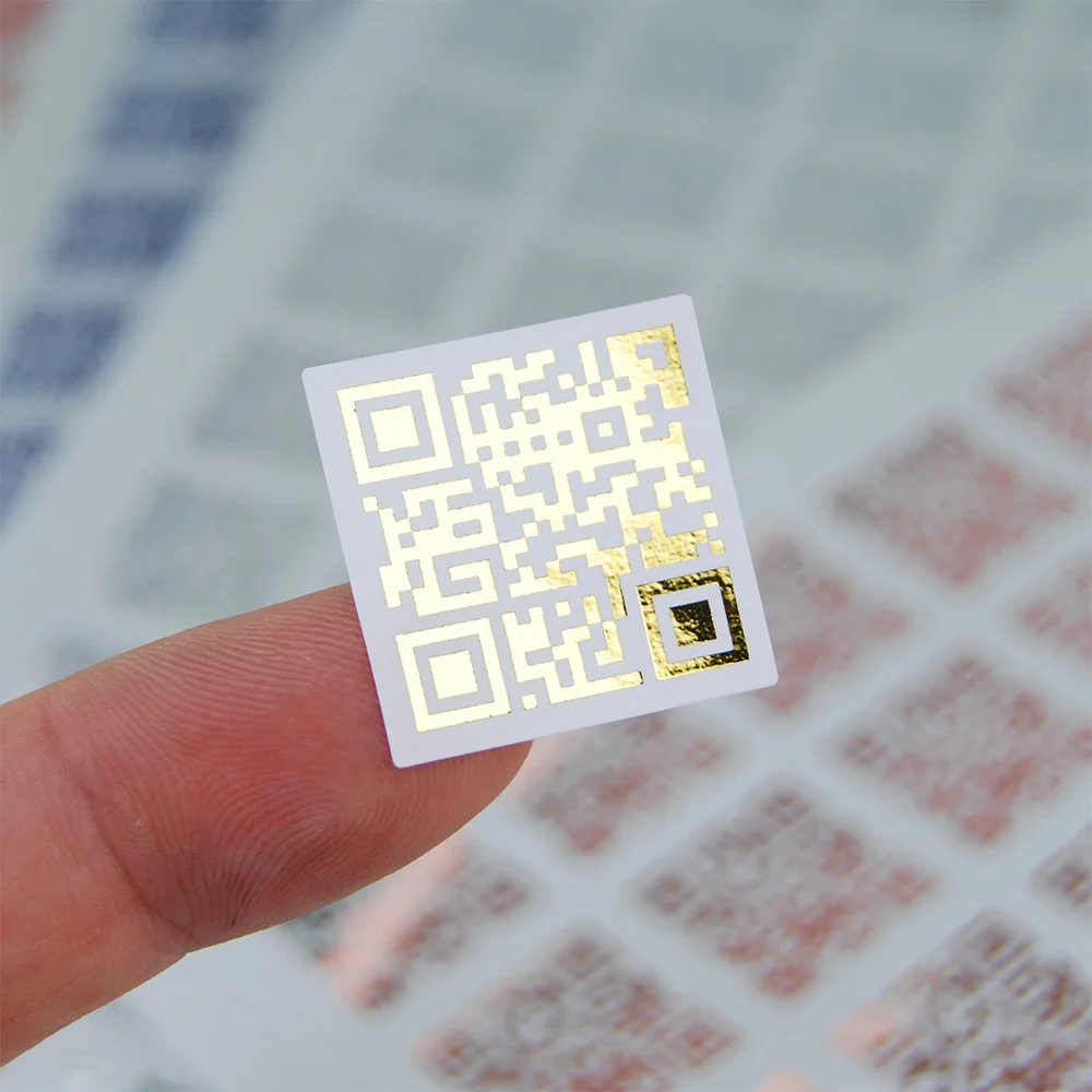 50pcs Personalized QR Code Gold Foil Sticker QR Code Stickers for Business Wedding Party Gift Tag Label Photo Upload event decor