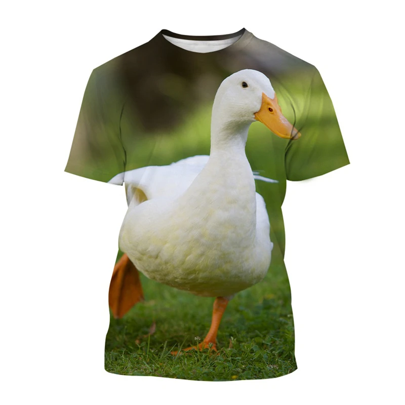 Cute Pets Duck T-shirt For Men Casual Animal 3d Print Short-sleeved Round Neck T Shirt Harajuku Streetwear Tops Loose Tees