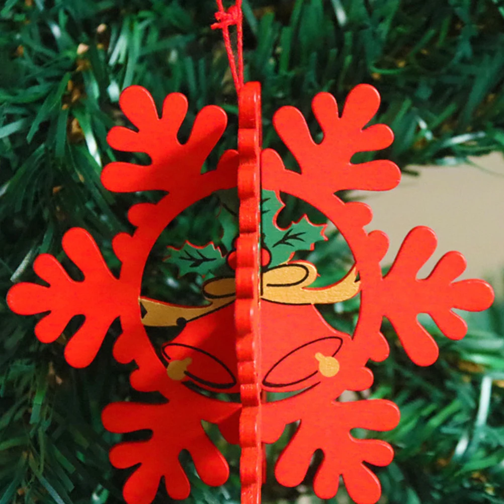 

4Pcs Wooden Xmas Laser Cut Hanging Decor Christmas Tree Ornaments Warm Charming Festive Pendants Xmas Tree Hanging Ornaments