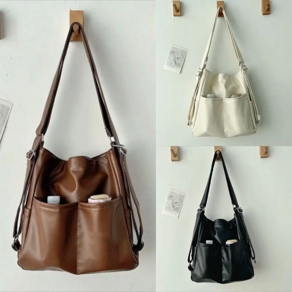 Draagbare grote capaciteit retro woon-werkverkeer rugzak effen kleur handtas reizen schoudertas eenvoudige casual crossbody tas unisex