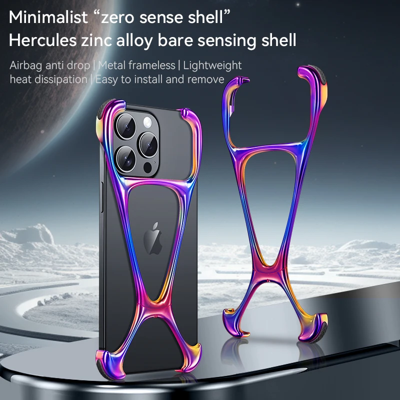 

Индивидуальный безрамный чехол-бампер из алюминиевого сплава для iPhone 16 Pro Max 15 14 13 15 Pro, противоударный защитный чехол с рассеиванием тепла