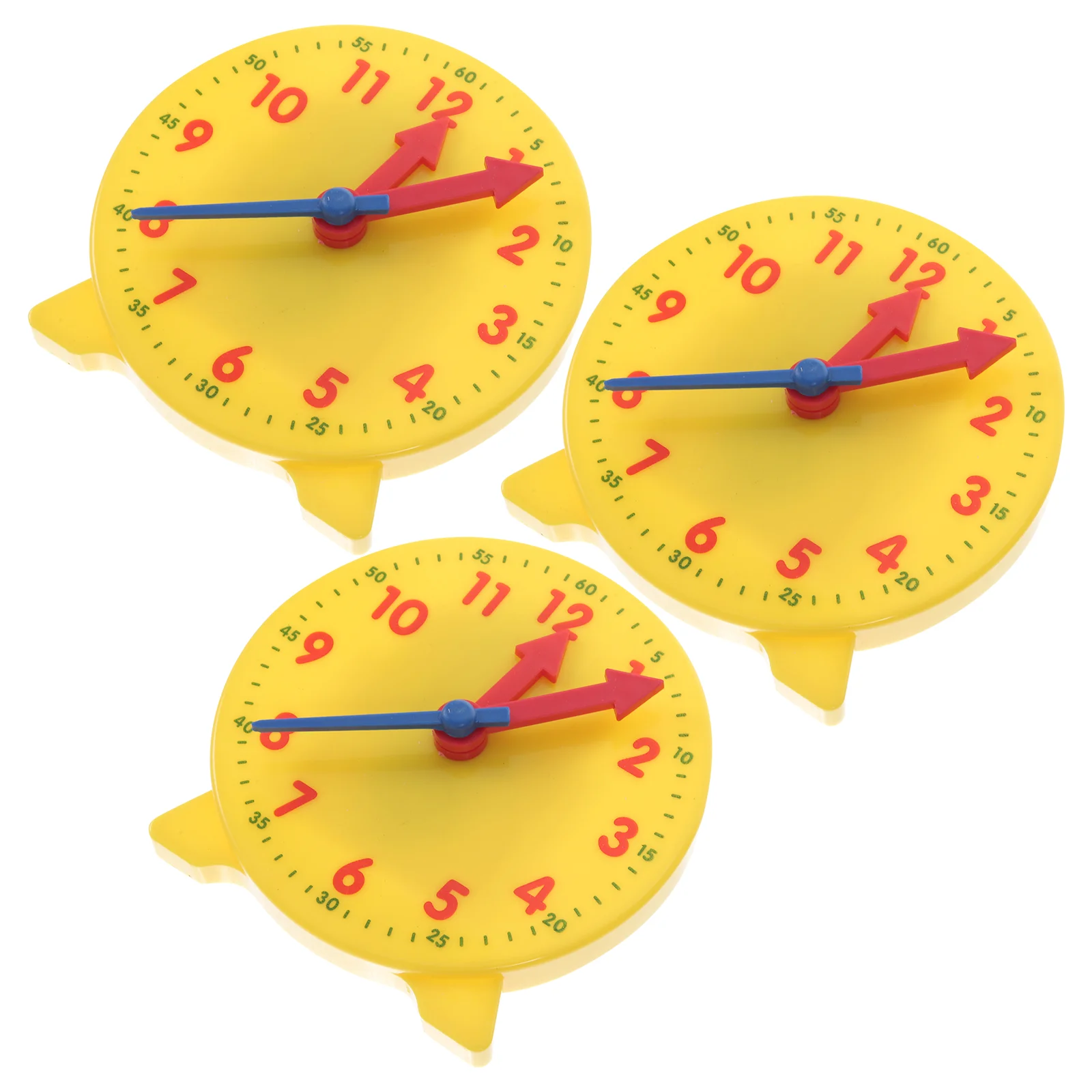 

3 Pcs Clock Model Teaching Aids Toys Tools for Kids Learning Plastic Perception Time School Display Primary