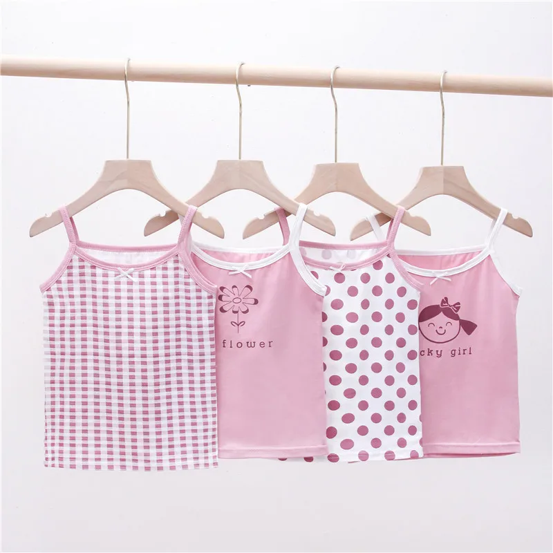 

2024 Summer Girls String Strappy Tanks Top Baby Children Cotton Camisole Underwear Kids Sleeveless Vest Cotton Tanks Top