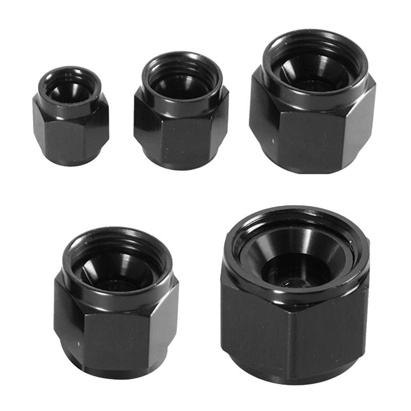 AN4/AN6/AN8/AN10/AN12 Straight PTFE Hose End Fitting Adapter Black