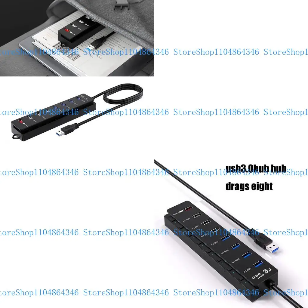 

5asd USB Hub 8 Port Powered USB Hub USB Splitter with Individual Switches Power