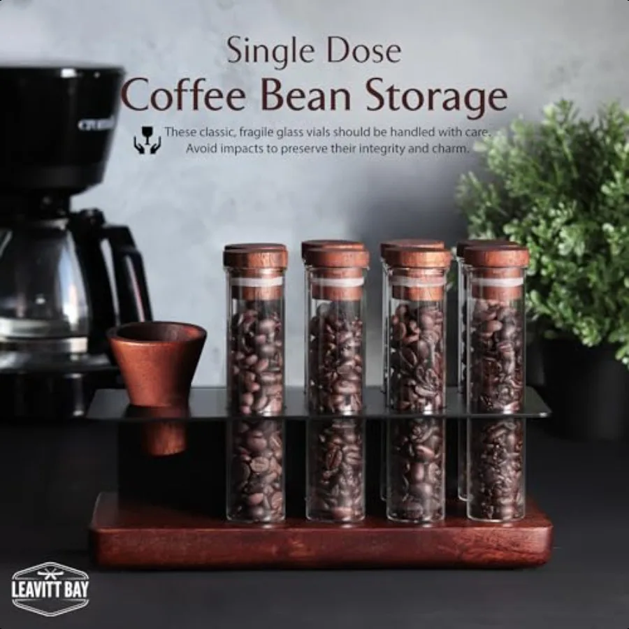 مجموعة تخزين حبوب القهوة ذات جرعة واحدة مكونة من 8 قبو فول مخيط أسبوعيًا مع قوارير زجاجية مقاسة مسبقًا، حاوية جرعات سهلة التجميع #6