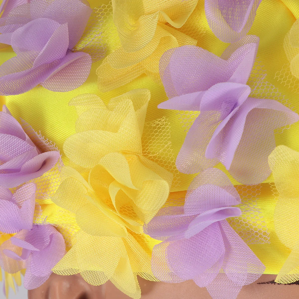 

Flower Swimming Cap Yellow Petal Fashion Swim Cap for Women Ear Protector Pool Beach 3D Design Lightweight Eco Friendly