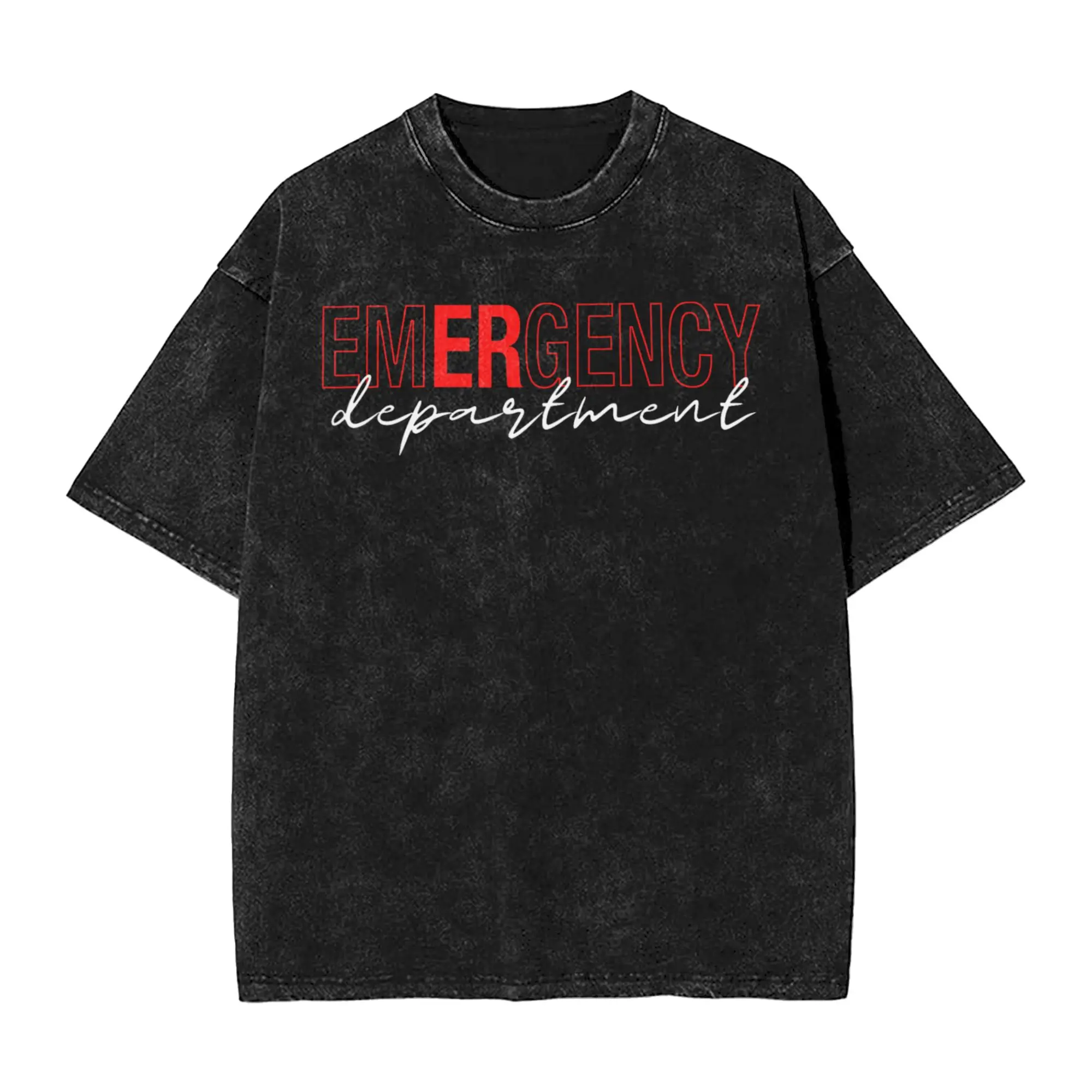 Printed Emergency Department Room Nurse  Washed Shirt Merch Harajuku T-Shirt  Men Women Tees