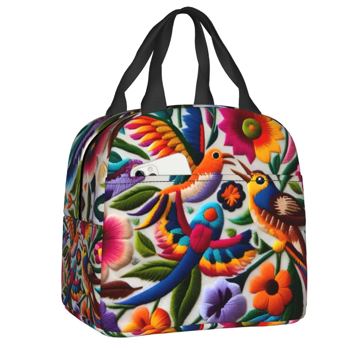 Custom Otomi Mexican Animal Art Lunch Bag Leakproof Thermal Cooler Insulated Lunch Box Work School Camping Travel Food Tote Bags