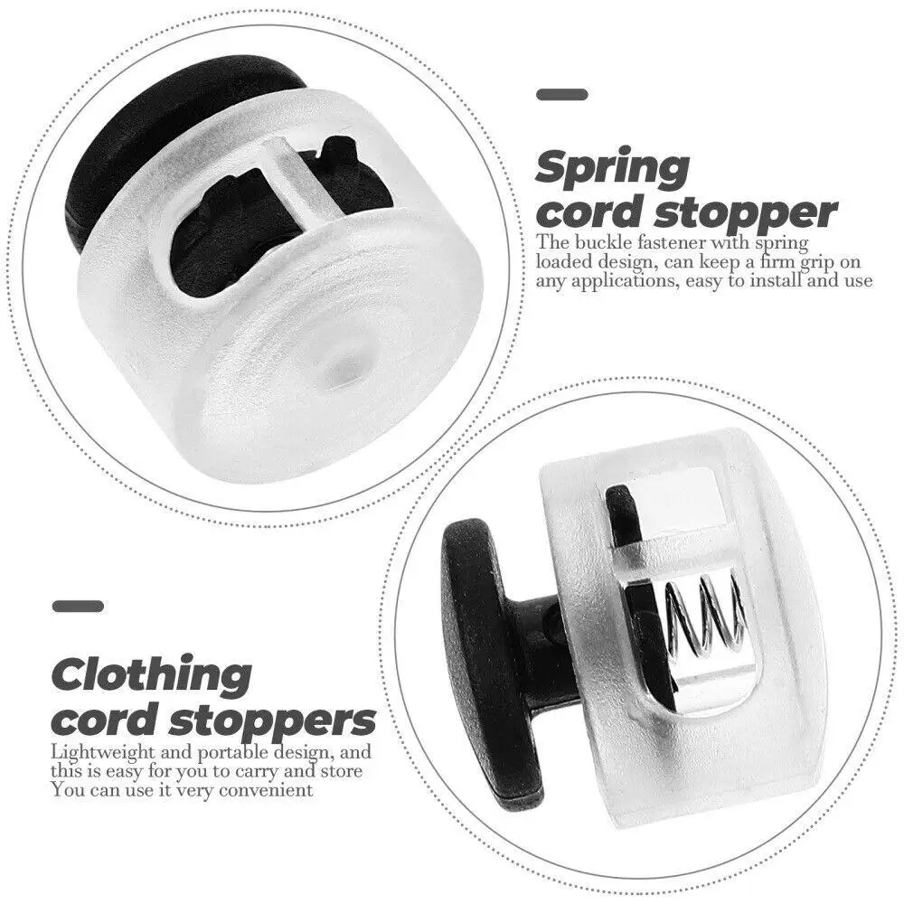 50Pcs Switch Accessories Colour Elastic Rope Anti Slip Buckle Double Hole Press Button Rope Clamp Spring Buckle Shoelace Buckle