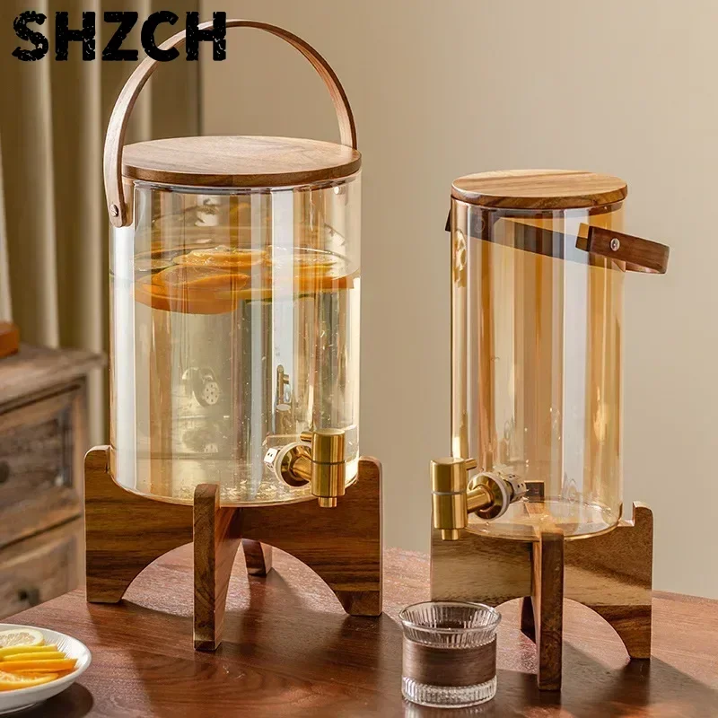 Glass Cold Kettle High-Temperature Resistant Commercial Juice Tank for Home Use Summer Beverage Storage for Kitchen & Bar
