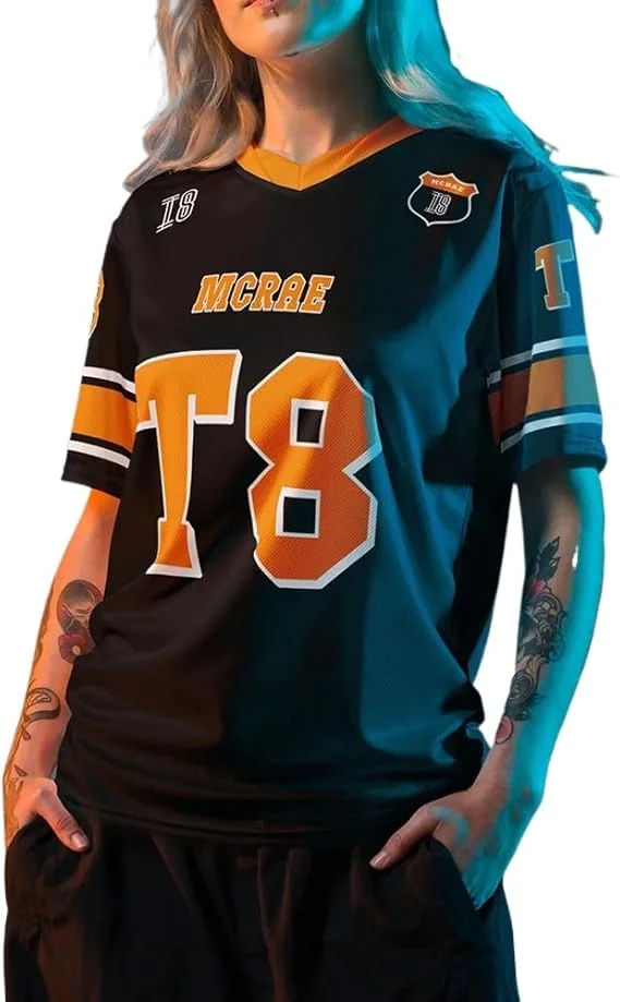 Tate Mcrae Football Jersey 2025 Miss Possessive Tour  Tshirt  Short Sleeve Vneck  Tshirt Men/women Novelty Top image 4