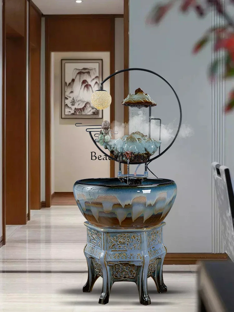 

yj5Ceramic Fish Tank Water Fountain Circulation Creative Humidifier Water