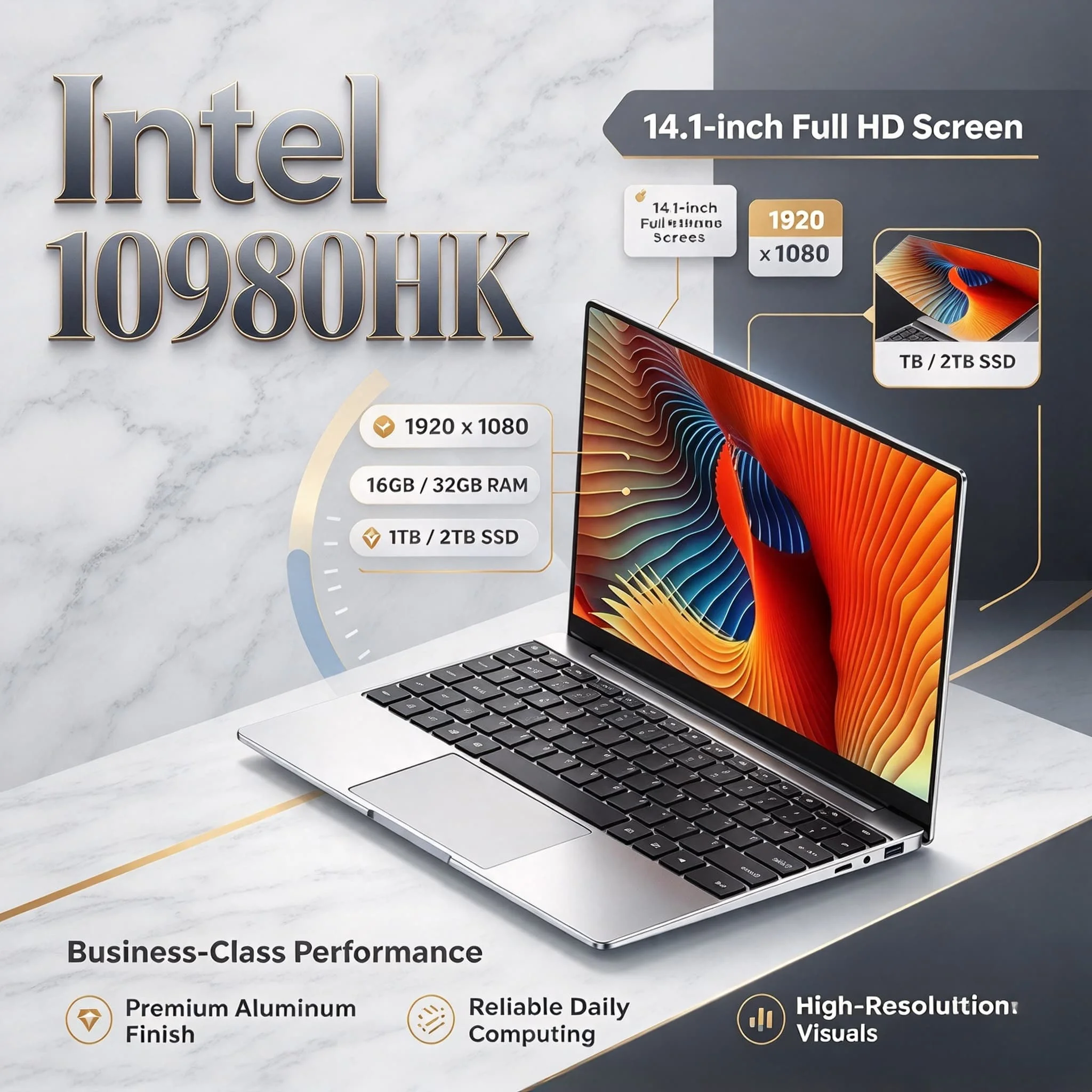 2026 New Intel Core i9 10980HK Windows Laptop 14.1 Inch 16GB RAM 1TB 2TB SSD 1920x1080 HD Gaming Notebook PC Gamer Pro Max Ultra