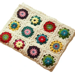 DIY Crochet Baby Blanket Cushion Colourful Stereo Daisy Mats Handmade Tablecloth Fashion Scarf Carpet For Wedding Table Runner