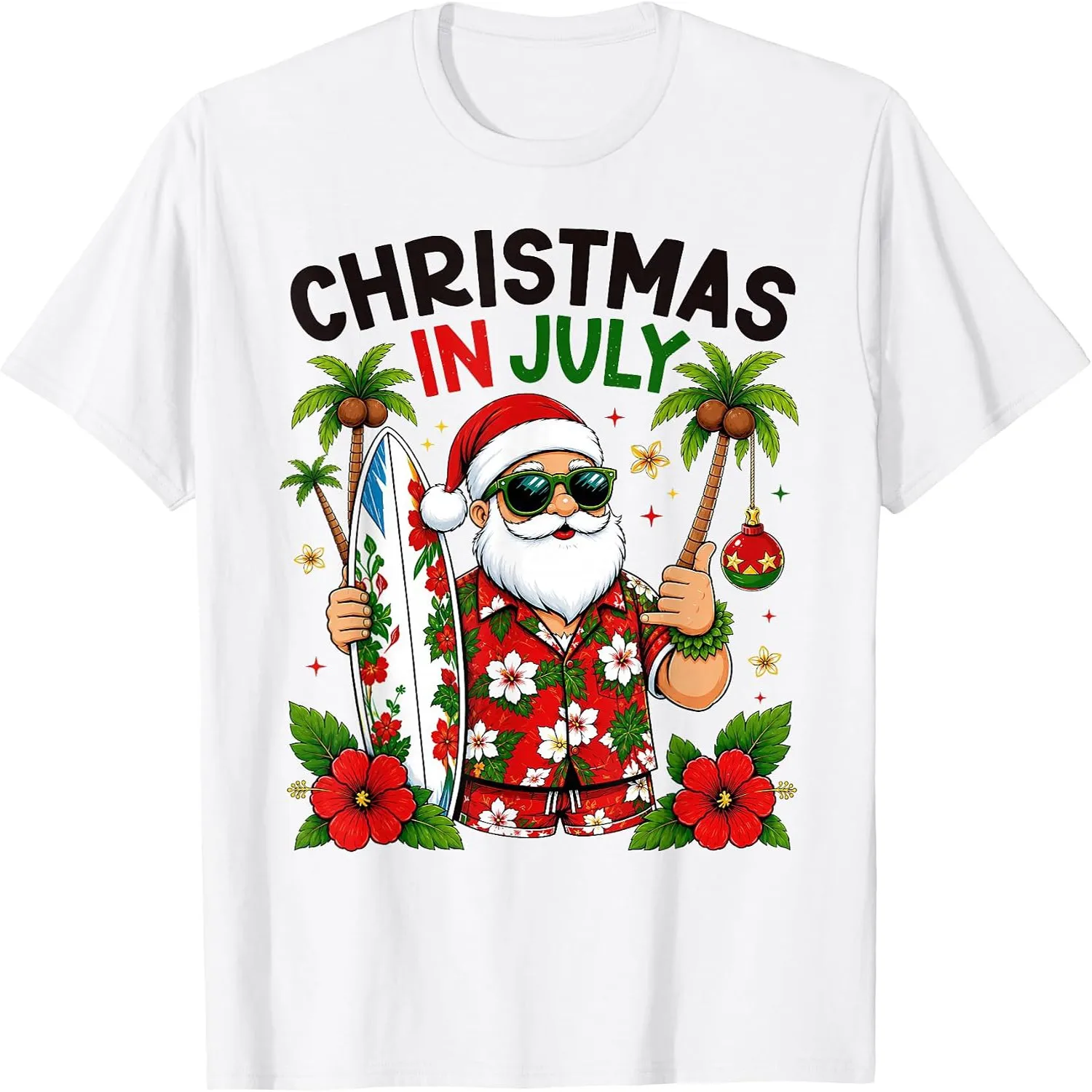 Christmas in July Funny Beach Santa Holiday Family Matching T-Shirt