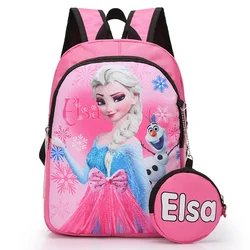 Disney princess 3-6 years old schoolbag+coin purse Frozen Elsa girl boy handbag children backpack kindergarten backpack