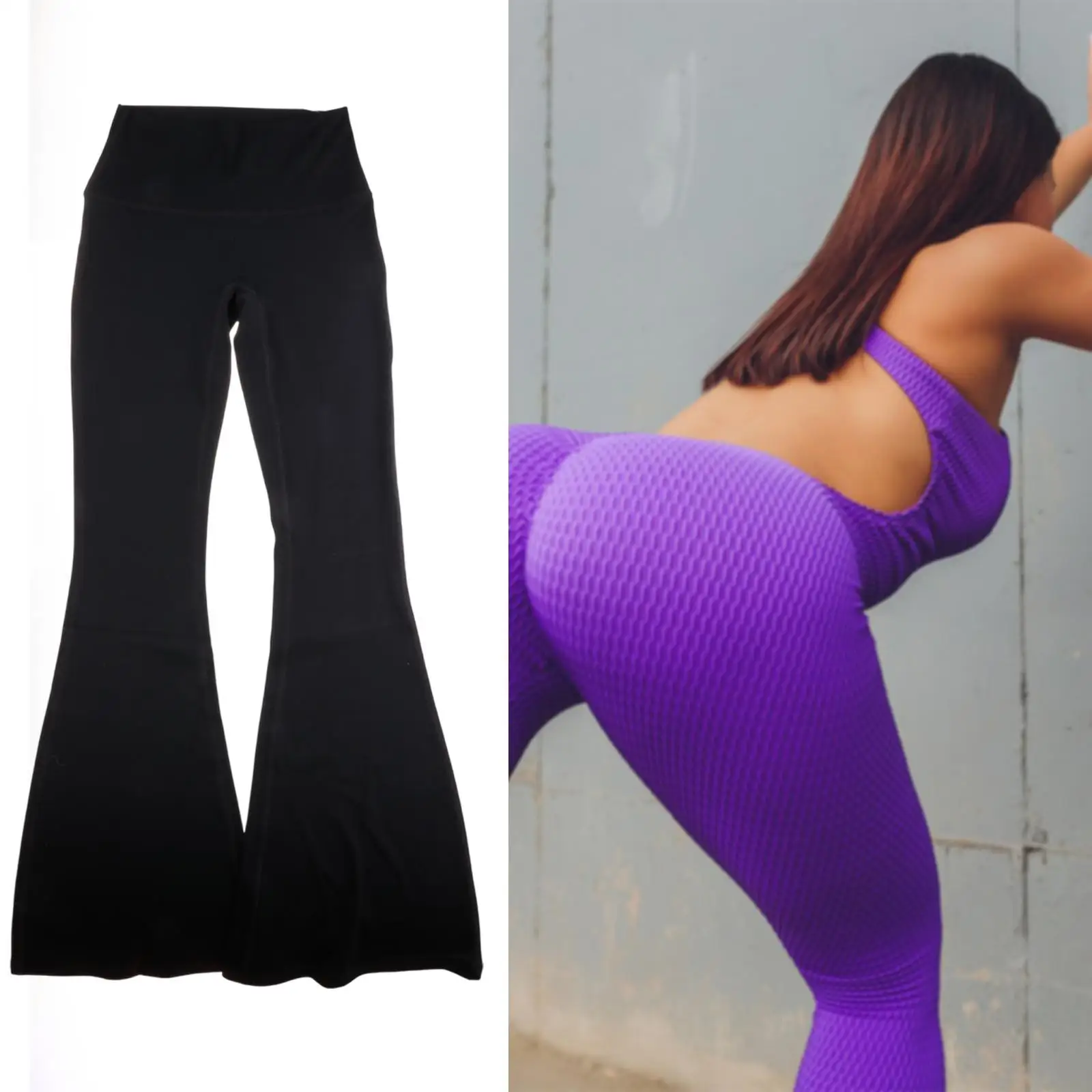 Mulheres bootcut calças de yoga estiramento moda bootleg alargamento sino inferior longo calças de yoga para barriga ginásio dança treino fitness