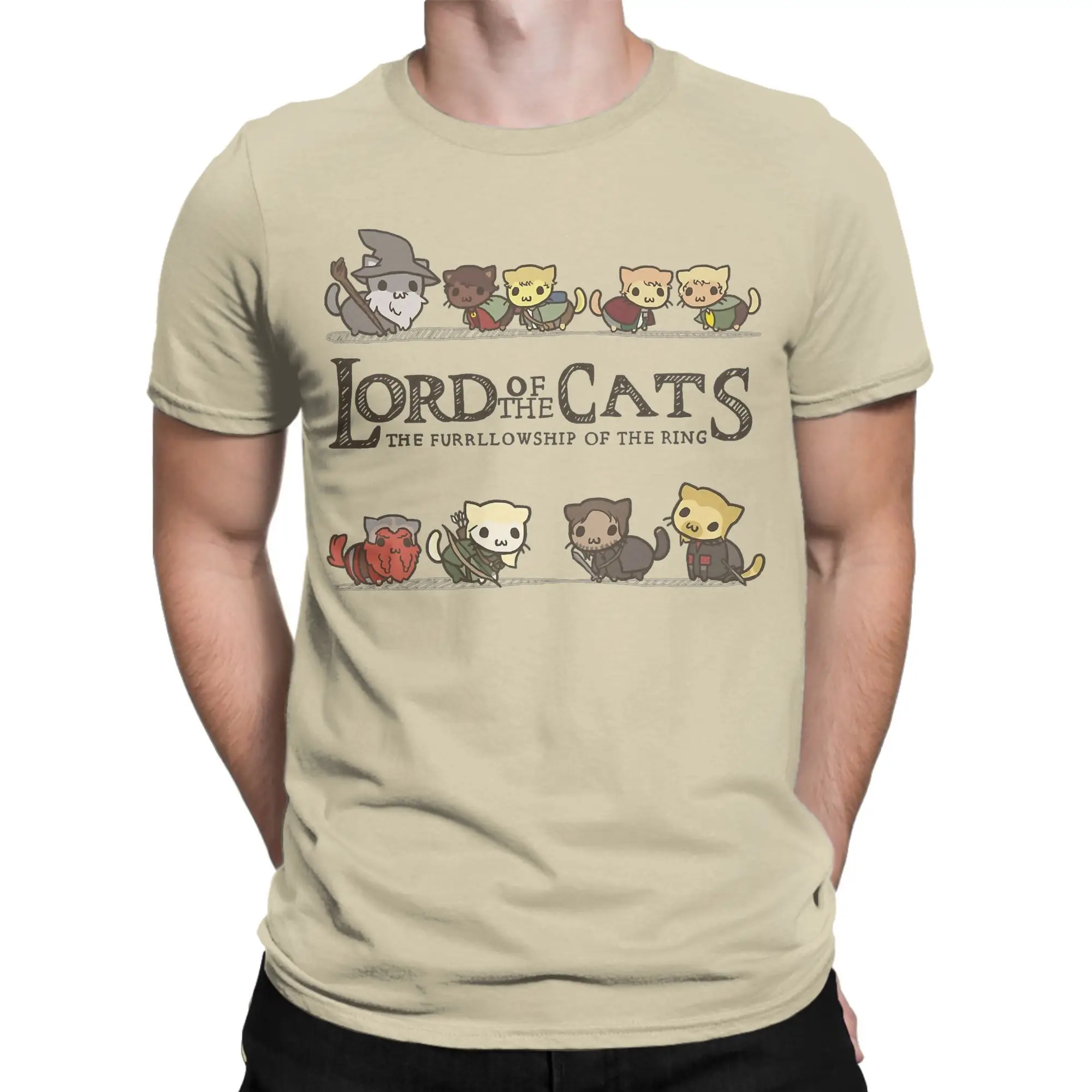 Cat L-Lords Of The R-Rings T Shirts Men 100% Cotton Vintage T-Shirts Round Neck  Tee Shirt Short Sleeve Clothing Classic