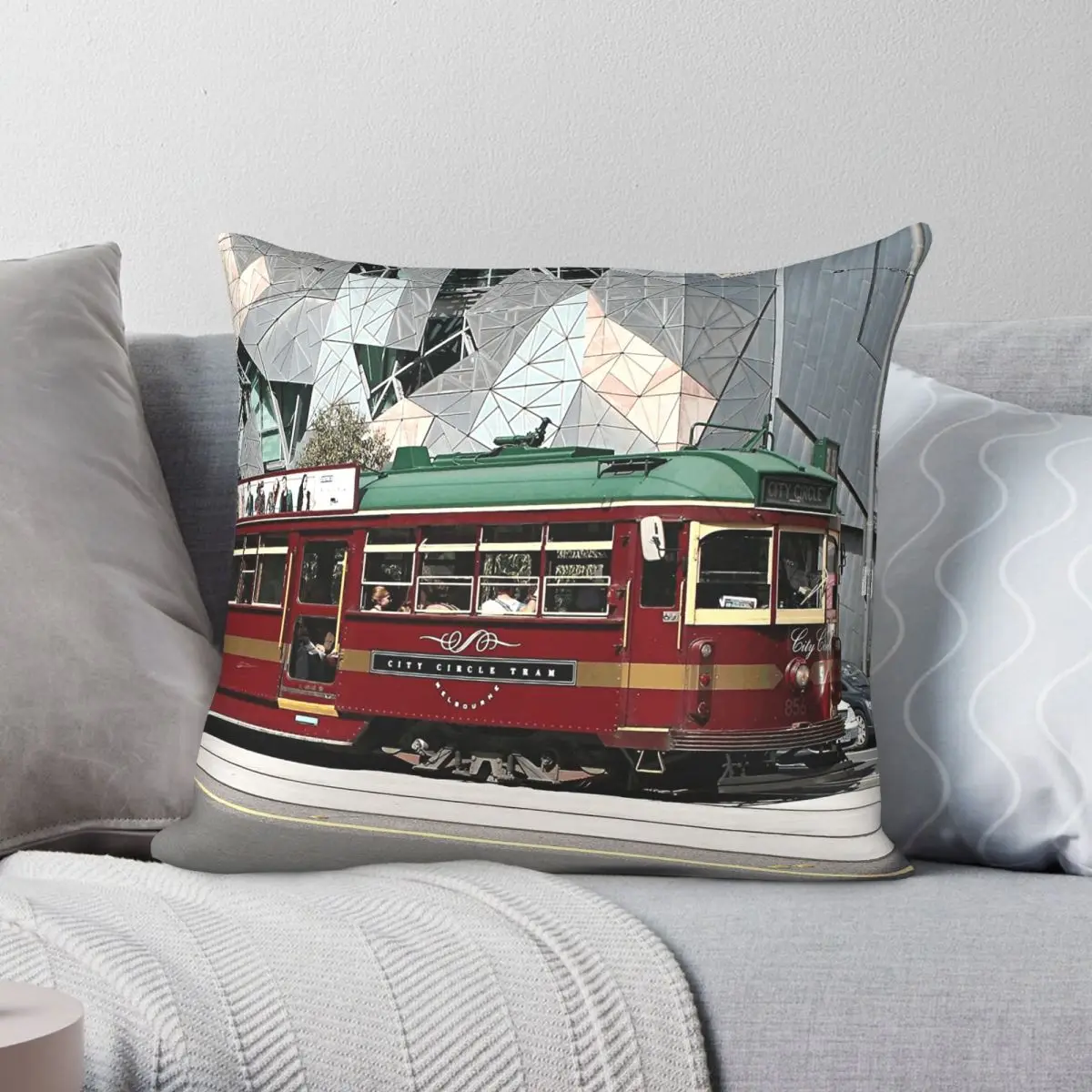Melbourne City Tram Victoria Australia Square Pillowcase Polyester Linen Velvet Pattern Zip Throw Pillow Case Sofa Cover 45x45