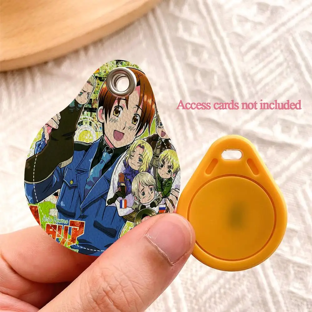 Anime Hetalia Axis Powers Keyring Leather Access Card Holder Keychain Community Water Drop Proximity Card Protective Case