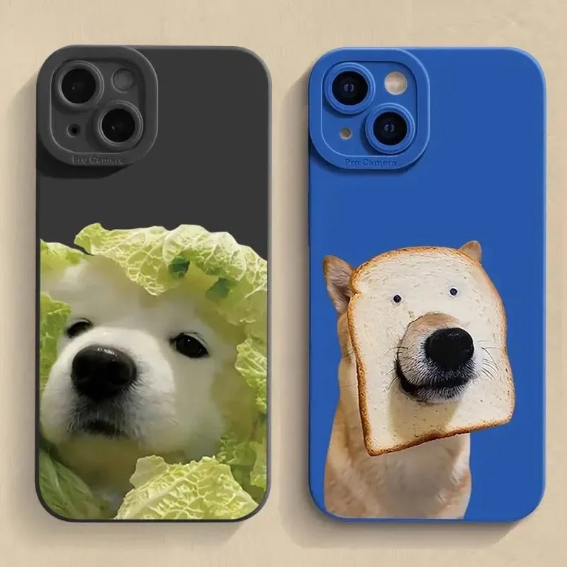 Cute Bread Dog TPU Soft Phone Case for IPhone 14 15 Pro Max 13 12 11 Pro 7 8 Plus SE 2020 XR X XS Max Phone Cover Bumper