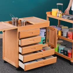 Hand pushed art materials for sketching, multifunctional oil painting cart for movable multi-layer storage of art tools, toolbox