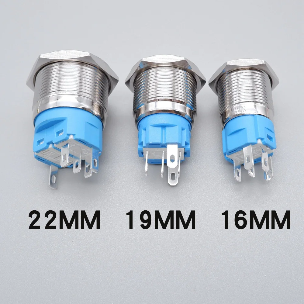 16/19/22mm Laser Customize Metal Luminous Word Push Button Switch Momentary Latching Waterproof  5V 12V 220V Design Switch Red