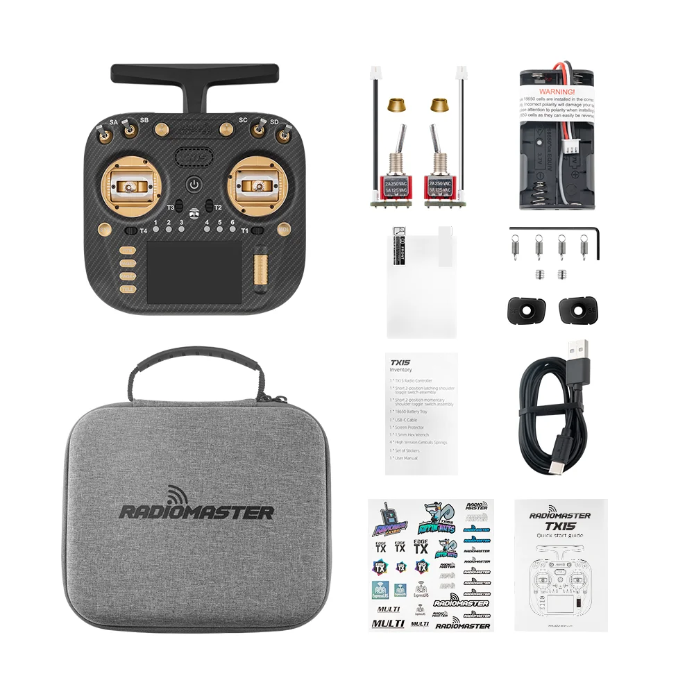 RadioMaster TX15 Max Radio Controller 3.5inch IPS Touchscreen ExpressLRS With AG02 CNC Hall Gimbal Built-in Gyro Microphone thumbnail 4