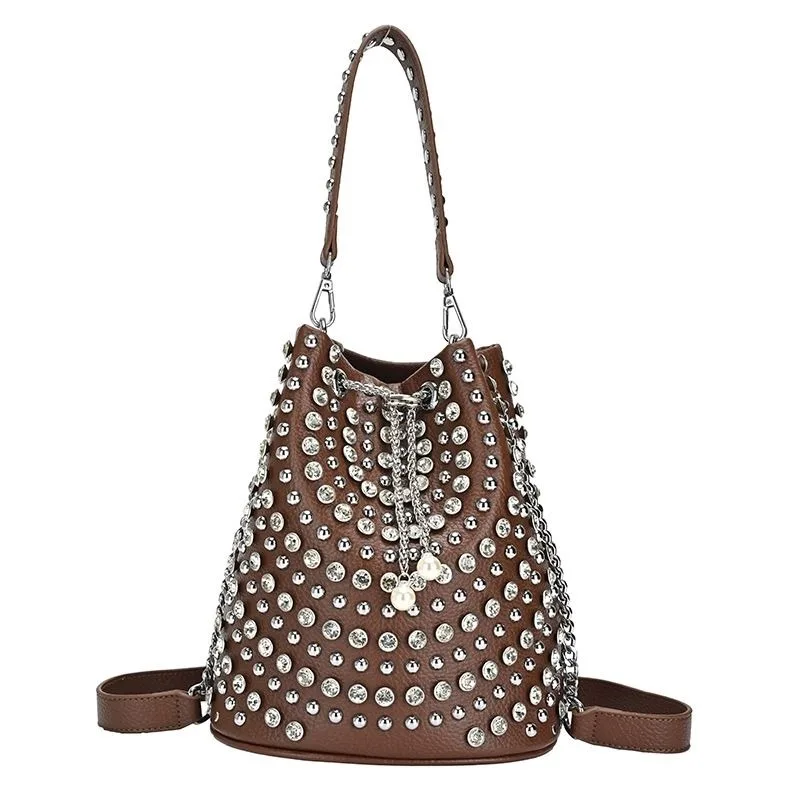 

European and American Punk Style Handbag 2026 New Fashionable Large-capacity Shoulder Bag Niche Handmade Wrist Women's Bag