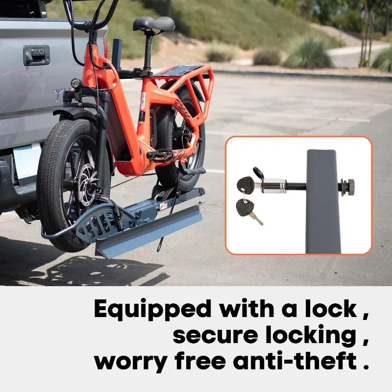 CyberRack E1 Hitch 1 Electric Bike Rack with Ramp and Lock for 5-Inch Wide-Tire Electric Bike Carrier