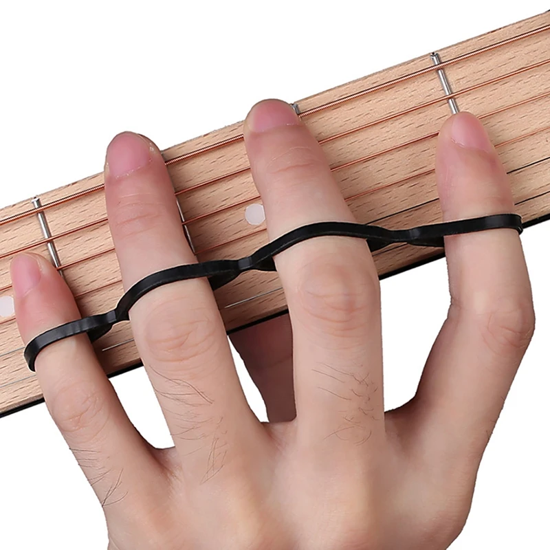 Bandas de entrenamiento de dedos para principiantes, Sistema de velocidad de dedo de silicona, ensanchador de dedos para guitarra, bajo, Piano, ejercicio, 4 piezas