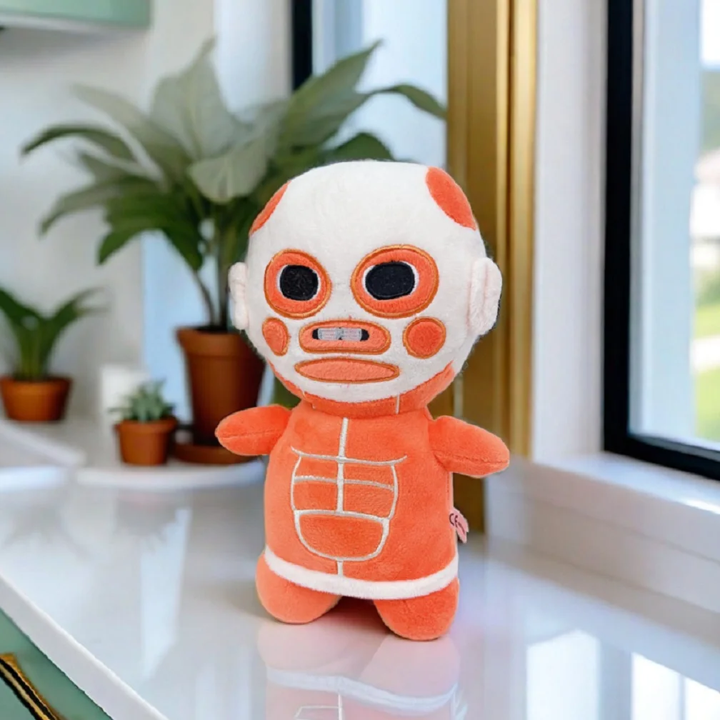 Hot Attack on Titan Anime Peripheral Pliush Toy Kawaii Orange Giant Plush Toy Cotton Game Peripherals Collect Plush Toy 25CM