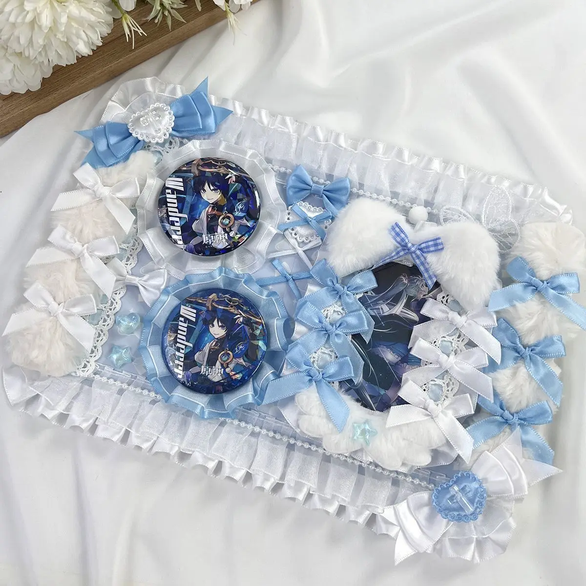 Handmade Lace Ita Bag Badge Organizer Display Board Cute Bowknot Ita Bag Accessory Gu Mei Collectibles Storage Filler