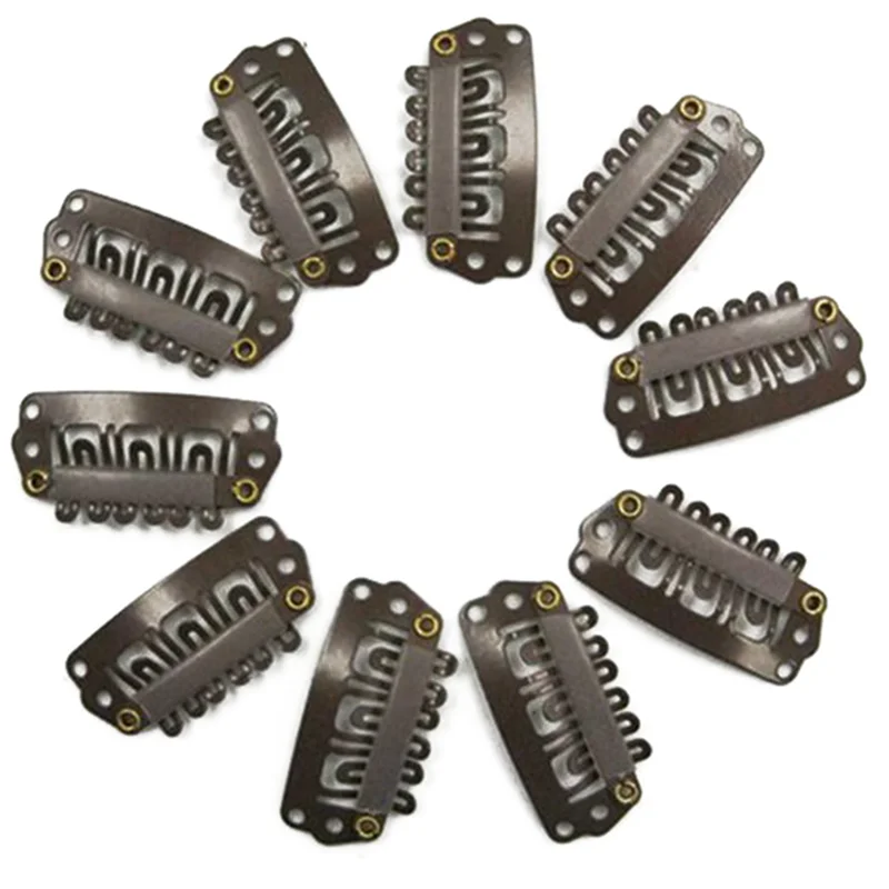

20Pcs Brown Snap Clips U-Shape Metal Clips For Hair Extensions DIY