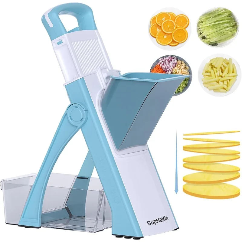 

Безопасная мандолина для кухни, измельчитель для овощей и картофеля с большим портом, регулируемая толщина, Julienne