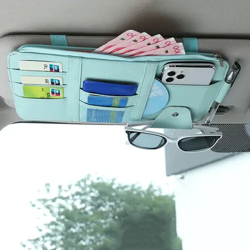Car Sun Visor Storage Bag Card Bill Pen Glasses Holder Auto Interior Organizer Universal Sunglasses Clip Car Storage Tidying - Image 8
