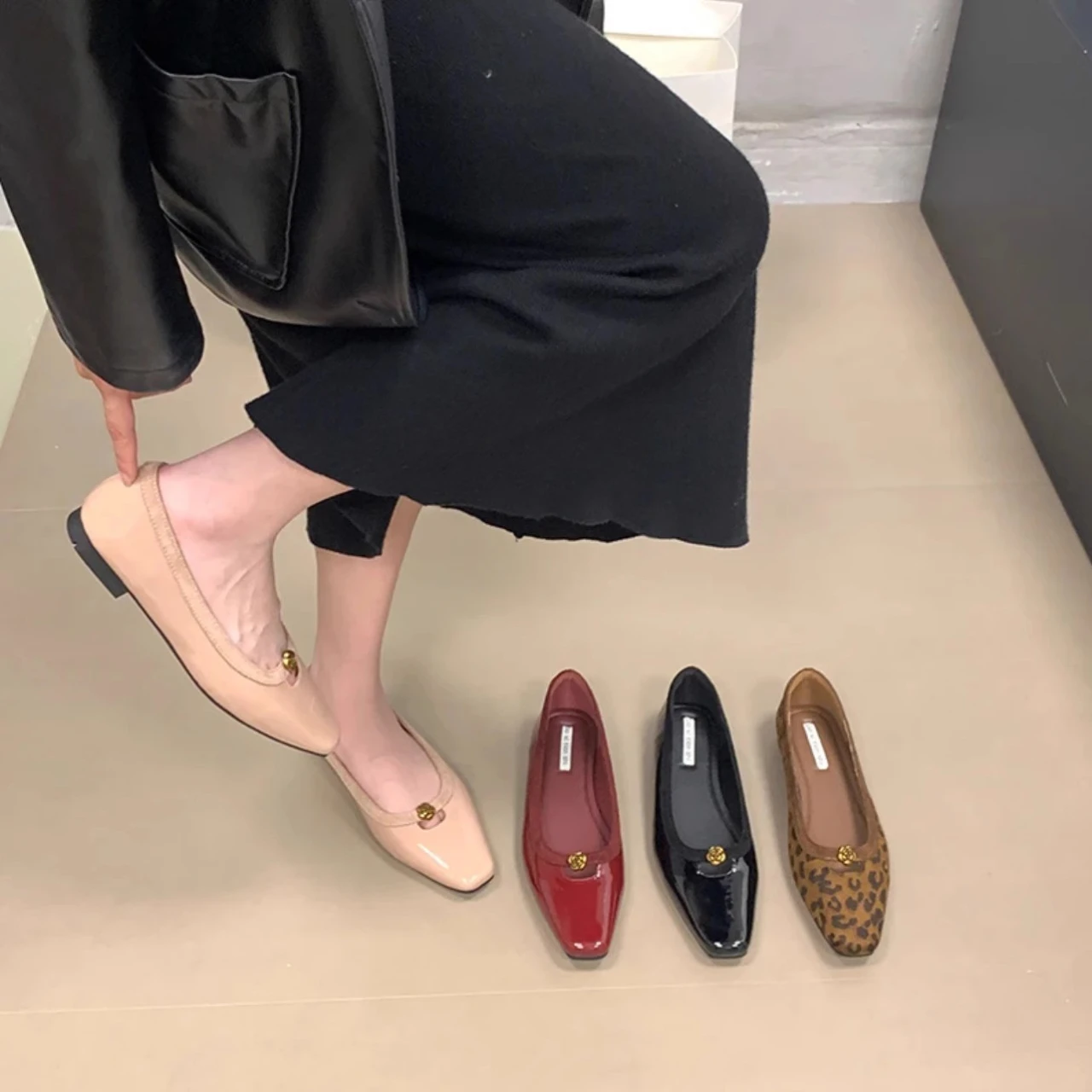 

Women Candy Color Ballet Flats White Wedding Shoes Woman Flats Patent Leather Slip on Shoes Zapatos Mujer Ladies Boat Shoes
