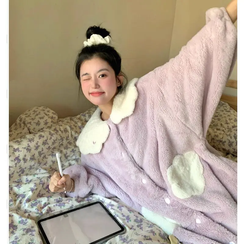 

Пижамный комплект, женский пижамный комплект, женская теплая зимняя пижама, модная домашняя одежда, пижамы, милый и мягкий пижамный комплект, рождественские пижамы