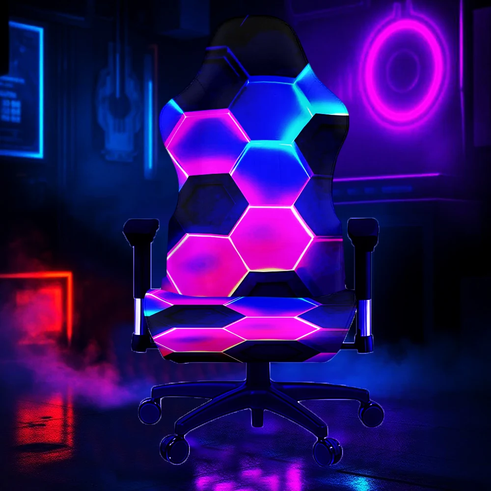 Creative Irregular Geometric Pattern Computer Chair Cover Glowing Gaming Chair Cover for Office Bedroom Gaming Chair Decoration