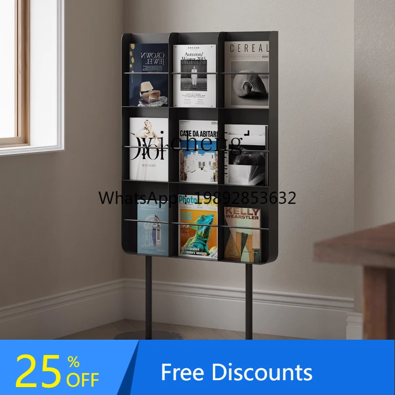 Creative Iron Art Home Floor Shelf Office Newspaper Shelf Storage Reading Magazine Display Shelf living room decoration